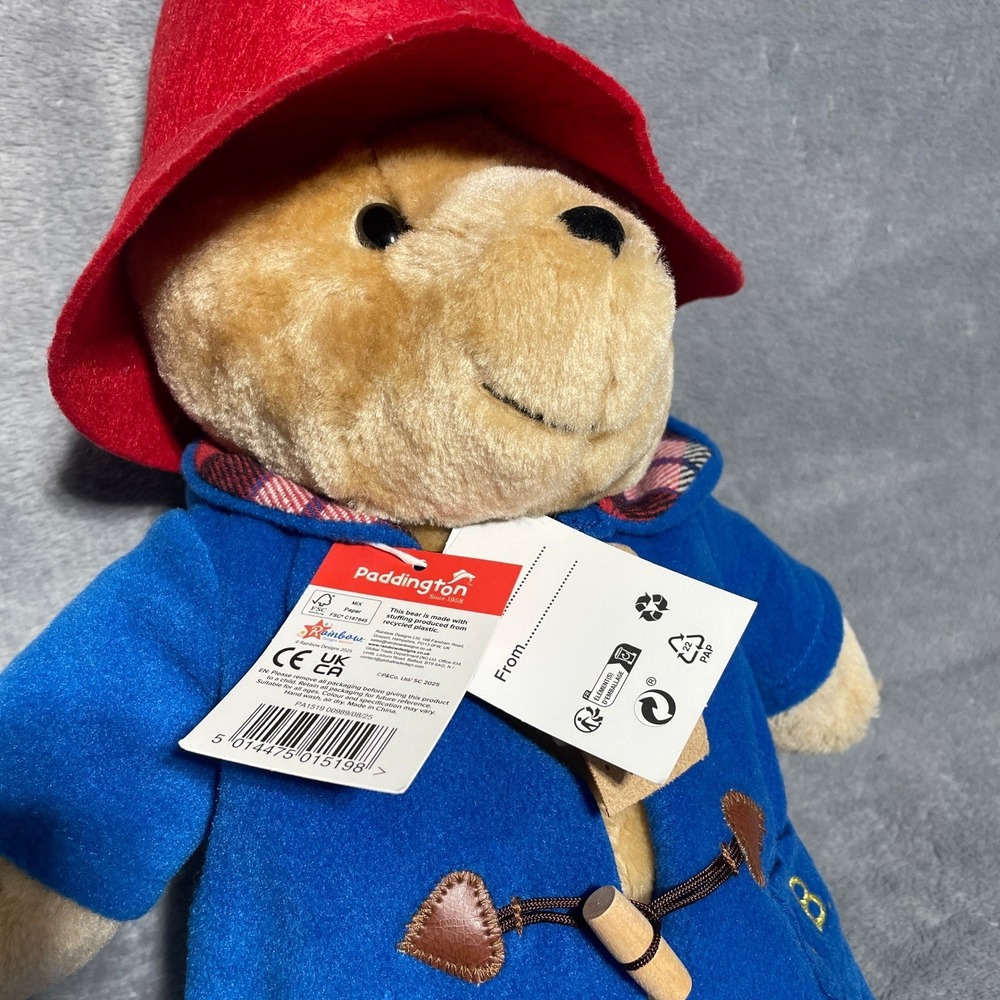 Paddington Bear Plush Rainbow Designs Blue Duffle Coat Red Hat NWT 2025 London